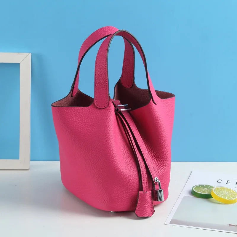 Consumer Corner Luxury Designer Ladies Tote Bucket Bag (100% Genuine Leather) - Classical & Soft - (Dull Red) Consumer Corner