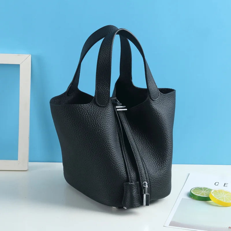 Consumer Corner Luxury Designer Ladies Tote Bucket Bag (100% Genuine Leather) - Classical & Soft - (Black) Consumer Corner